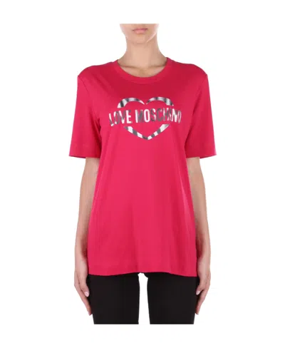 Moschino Logo-print Short-sleeve T-shirt In Pink