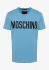 Moschino Blue Printed-logo T-shirt In Blue