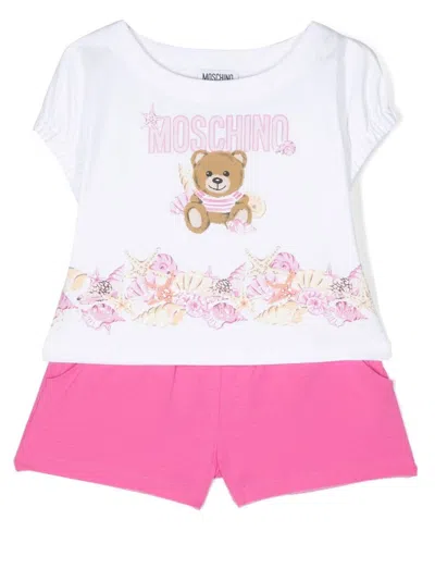 Moschino Kids' Logo-print Short Tracksuit In White