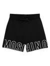 Moschino Black Logo Print Shorts In Black