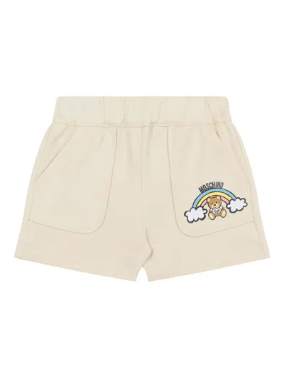 Moschino Babies' Logo-print Shorts In Neutrals