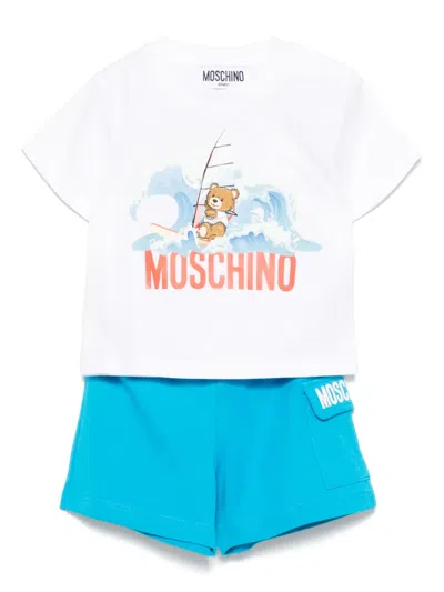 Moschino Babies' Logo-print Shorts Set In Blue