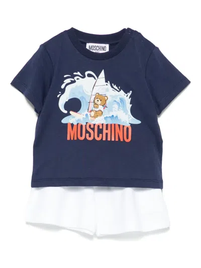 Moschino Babies' Logo-print Shorts Set In Blue