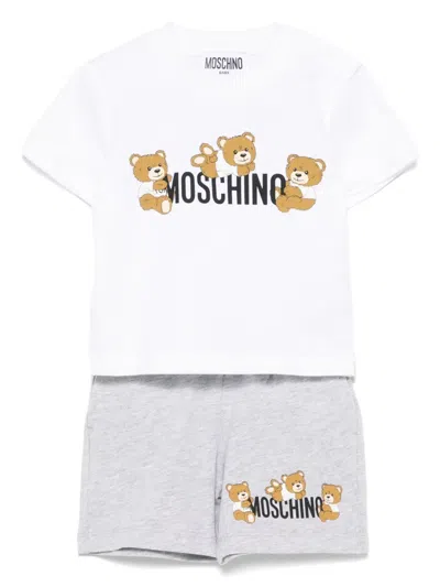 Moschino Babies' Logo-print Shorts Set In Grey