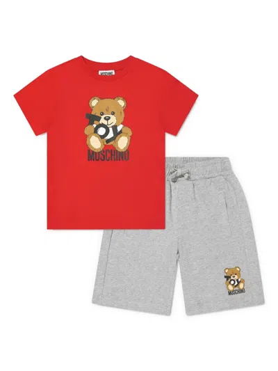 Moschino Kids' Logo-print Shorts Set In Red