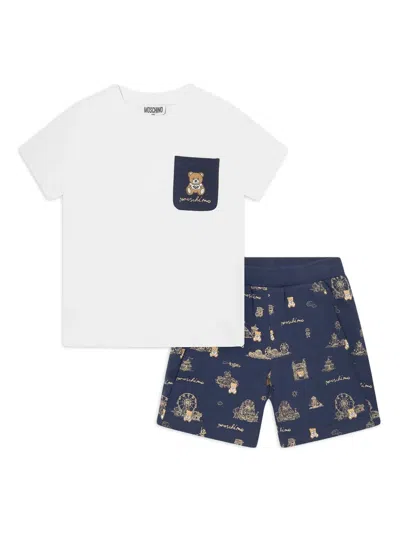 Moschino Kids' Logo-print Shorts Set In White