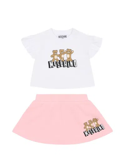 Moschino Babies' Logo-print Skirt Set In White
