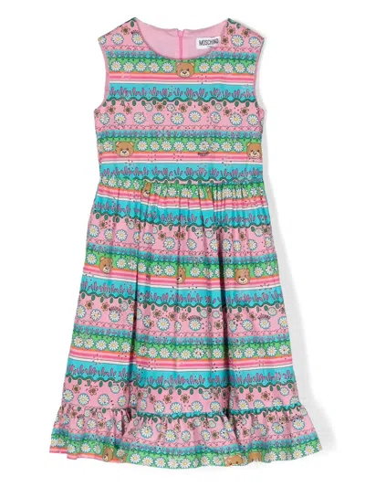MOSCHINO LOGO-PRINT SLEEVELESS DRESS