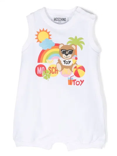 Moschino Babies' Logo-print Sleeveless Romper In White