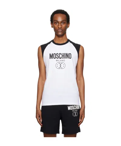 Moschino Logo Print Sleeveless T-shirt In White