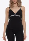Moschino Logo Print Sleeveless Top In Black