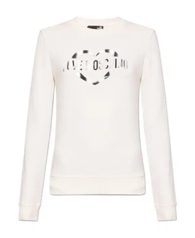 Moschino Logo-print Slim Fit Sweatshirt In White
