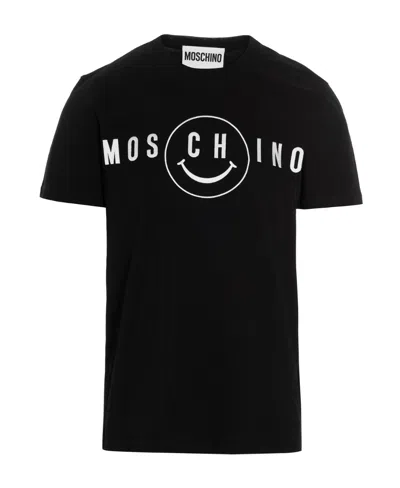 Moschino Logo-print Smiley T-shirt In Black