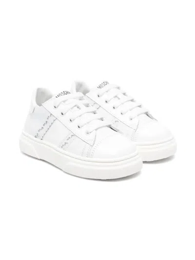 Moschino Kids' Logo-print Sneakers In White
