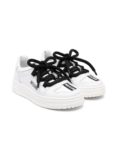 Moschino Kids' Logo-print Sneakers In White
