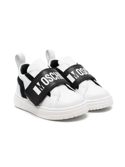 Moschino Kids' Logo-print Sneakers In White