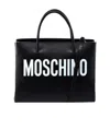 Moschino Logo Print Square Tote In Black