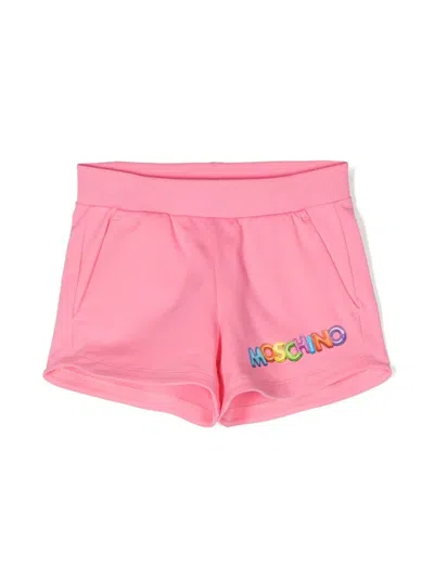 Moschino Kids' Logo-print Stretch-cotton Shorts In Pink