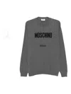 Moschino Ribbed Crewneck Sweater With Cuffs And Hem In Gray