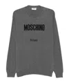 Moschino Ribbed Crewneck Sweater With Cuffs And Hem In Gray