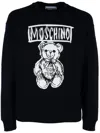 Moschino Teddy Print Cotton Crewneck Sweatshirt In Black