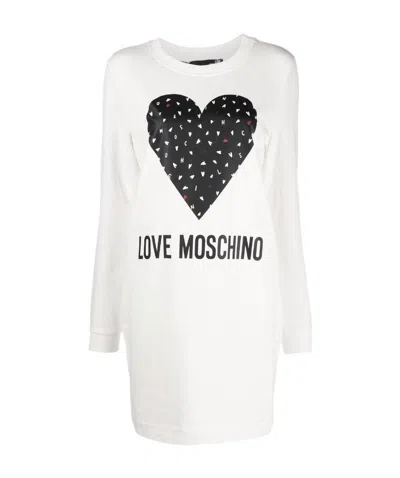 Moschino Logo-print Sweatshirt Dress In White