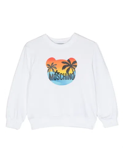 Moschino Kids' Logo-print Sweatshirt In White