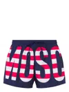 Moschino Swim Boxer Striped Lettering Logo In Blue