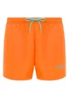 Moschino Logo Little Rubber Swim Shorts In Orange
