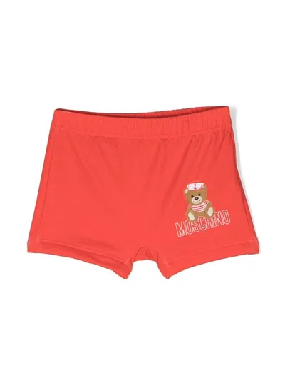 Moschino Babies' Logo-print Swim Shorts In Red
