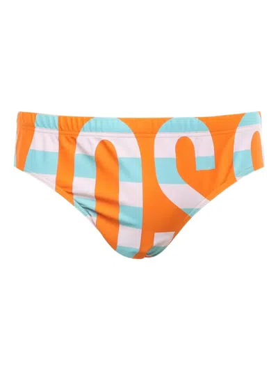 Moschino Logo-print Swim Trunks In Orange
