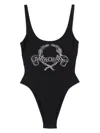 Moschino Couture One-piece Swimsuit Laurel Crown Logo In 黑色