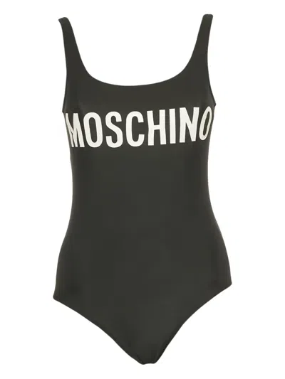 Pre-owned Moschino Logo-print Swimsuit In Black