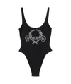 Moschino Couture One-piece Swimsuit Laurel Crown Logo In Black