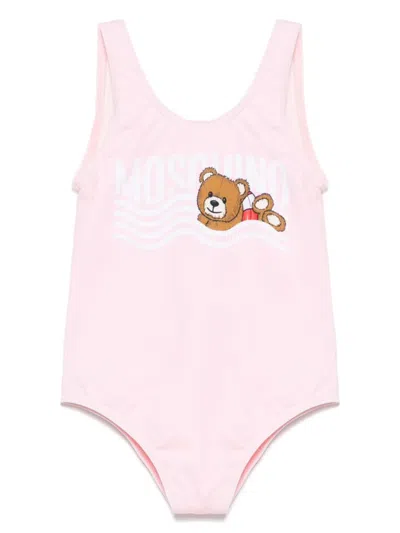 Moschino Babies' Logo-print Swimsuit In Pink