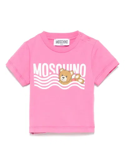 Moschino Babies' Logo-print T-shirt In 粉色