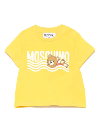 Moschino Babies' Logo-print T-shirt In 黄色