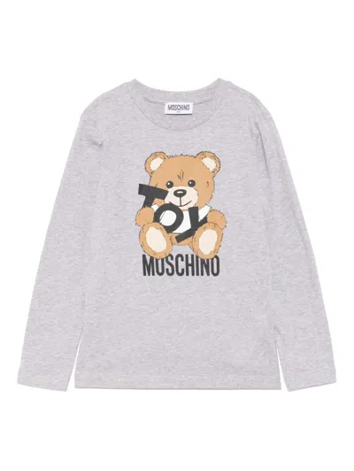 Moschino Kids' Logo-print T-shirt In Gray