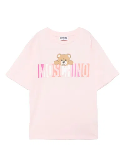 Moschino Kids' Logo-print T-shirt In Pink