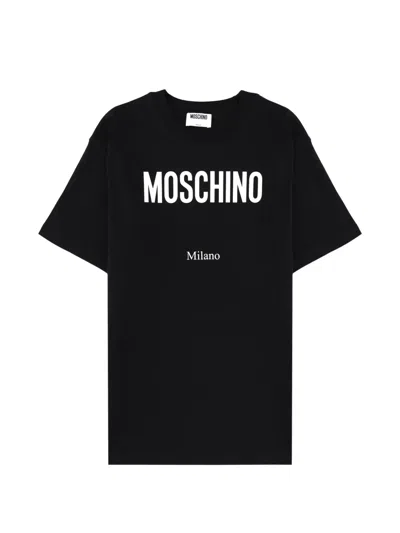 Moschino Printed Organic Cotton Jersey T-shirt In Black