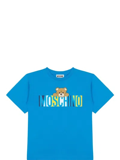 Moschino Kids' Logo-print T-shirt In Blue