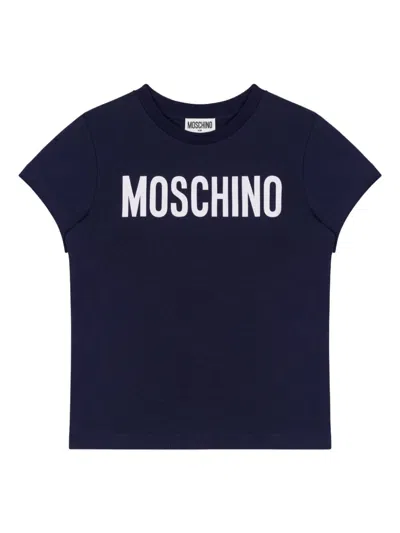 Moschino Kids' Logo Print T-shirt In Blue