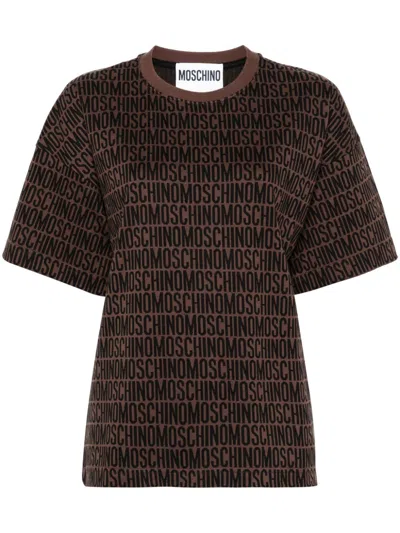 Moschino Logo-print T-shirt In Brown