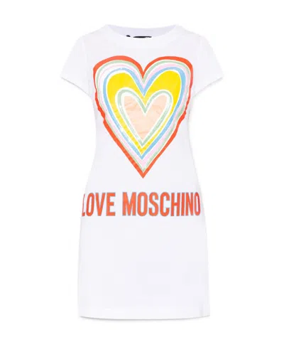Moschino Logo-print T-shirt Dress In White