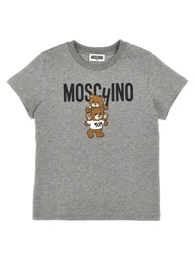 Moschino Kids' Logo Print T-shirt In Gray