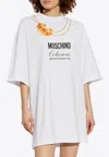 Moschino White Cotton T-shirt With Croissant And Pearls Print In White