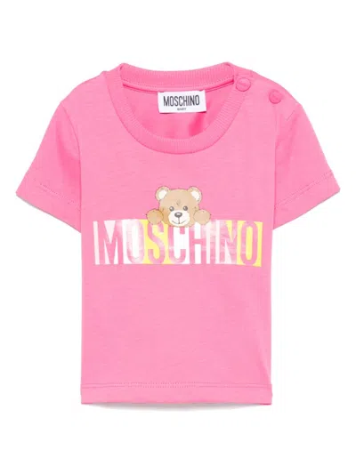 Moschino Babies' Logo-print T-shirt In Pink
