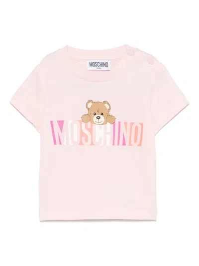 Moschino Babies' Logo-print T-shirt In Pink
