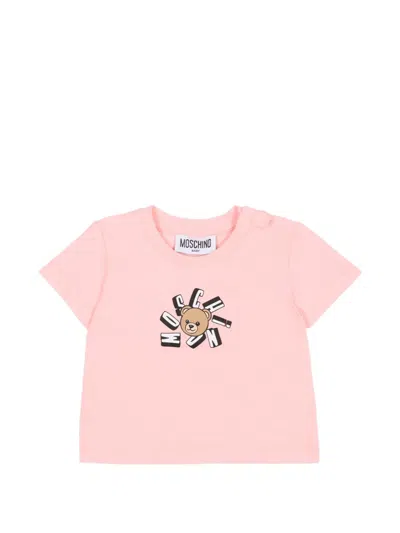 Moschino Babies' Logo-print T-shirt In Pink