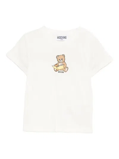 Moschino Babies' Logo-print T-shirt In White
